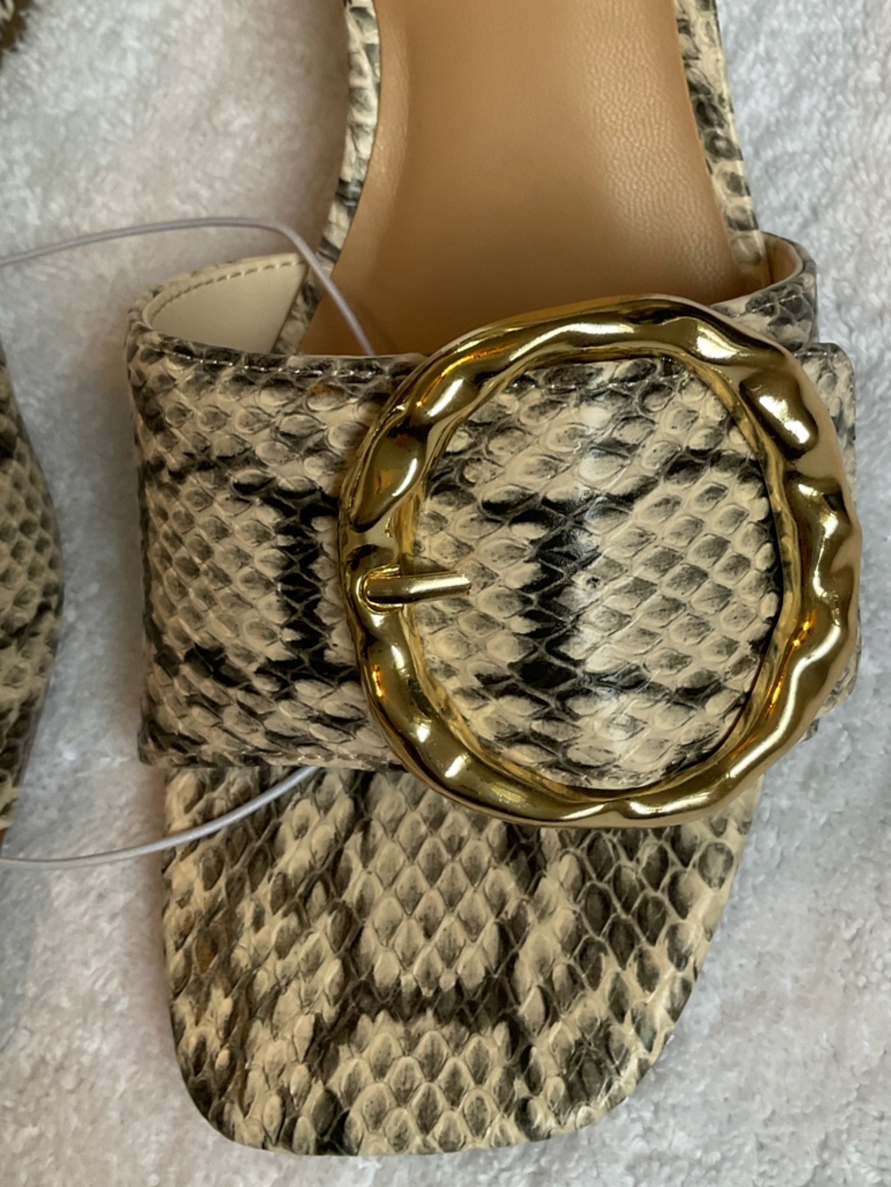 Snake-Print Slide Mule with Gold Buckle - Picture 3 of 6